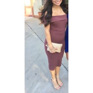 Windsor Mauve Off The Shoulder Midi Dress